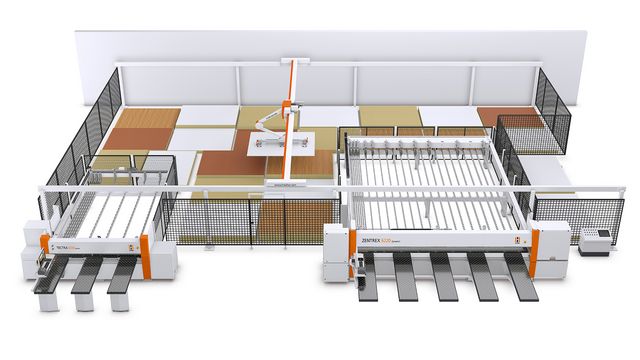 Soluzione di stoccaggio delle lastre con le segatrici a fasci TECTRA e ZENTREX di HOLZHER